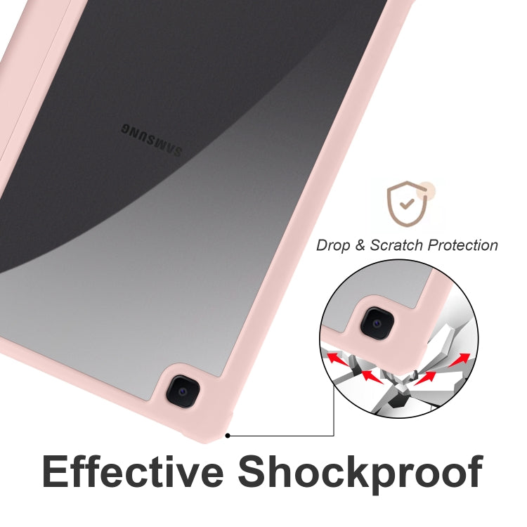 For Samsung Galaxy Tab S6 Lite Acrylic 3-folding Smart Leather Tablet Case(Ice Pink) by bashfashion