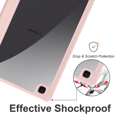 For Samsung Galaxy Tab S6 Lite Acrylic 3-folding Smart Leather Tablet Case(Ice Pink) by bashfashion