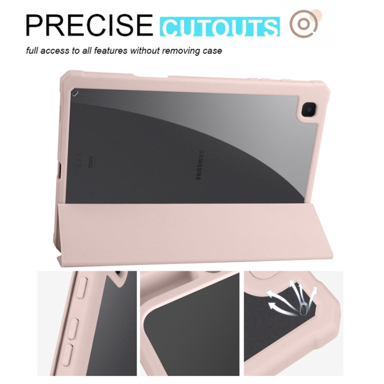 For Samsung Galaxy Tab S6 Lite Acrylic 3-folding Smart Leather Tablet Case(Ice Pink) by bashfashion