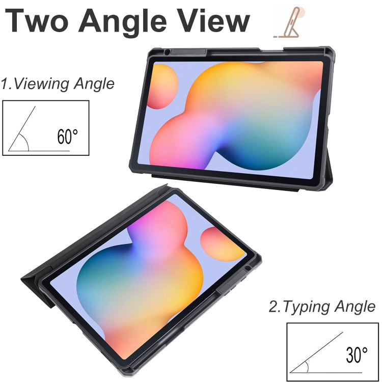 For Samsung Galaxy Tab S6 Lite Acrylic 3-folding Smart Leather Tablet Case(Black) by bashfashion