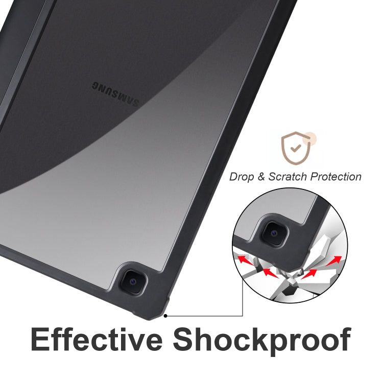 For Samsung Galaxy Tab S6 Lite Acrylic 3-folding Smart Leather Tablet Case(Black) by bashfashion