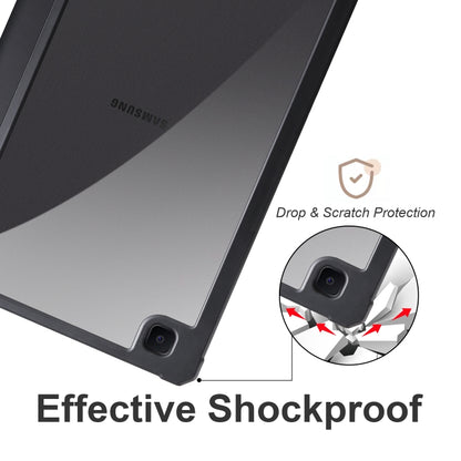 For Samsung Galaxy Tab S6 Lite Acrylic 3-folding Smart Leather Tablet Case(Black) by bashfashion