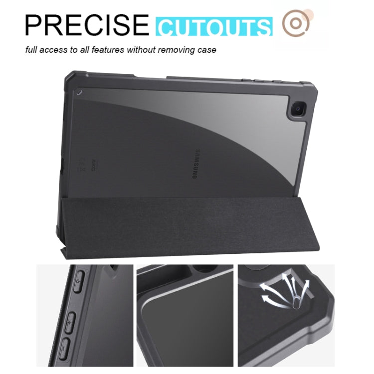 For Samsung Galaxy Tab S6 Lite Acrylic 3-folding Smart Leather Tablet Case(Black) by bashfashion