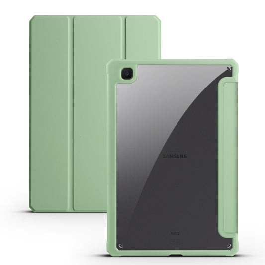 For Samsung Galaxy Tab S6 Lite Acrylic 3-folding Smart Leather Tablet Case(Green) by bashfashion