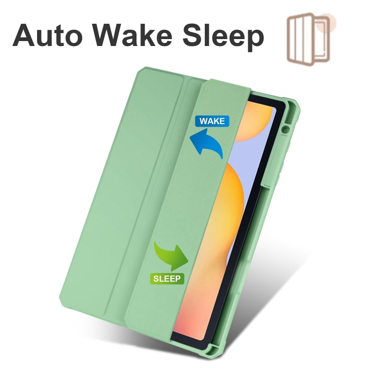 For Samsung Galaxy Tab S6 Lite Acrylic 3-folding Smart Leather Tablet Case(Green) by bashfashion
