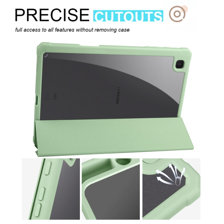 For Samsung Galaxy Tab S6 Lite Acrylic 3-folding Smart Leather Tablet Case(Green) by bashfashion
