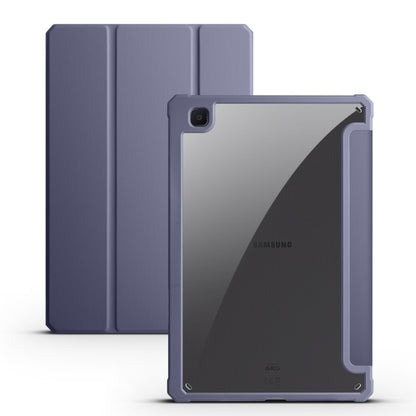 For Samsung Galaxy Tab S6 Lite Acrylic 3-folding Smart Leather Tablet Case(Purple) by bashfashion