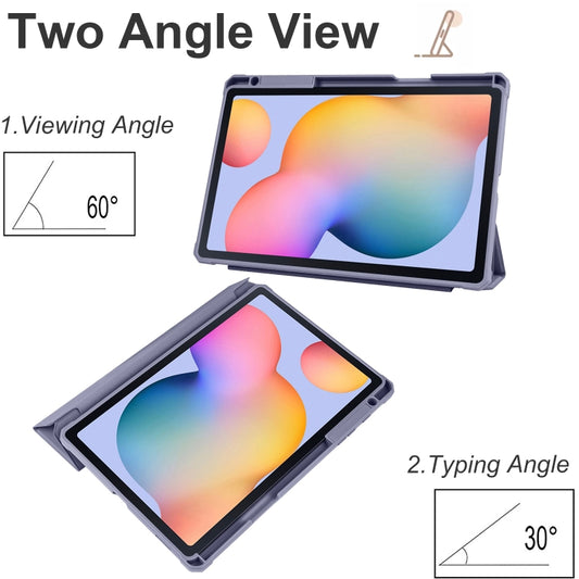 For Samsung Galaxy Tab S6 Lite Acrylic 3-folding Smart Leather Tablet Case(Purple) by bashfashion