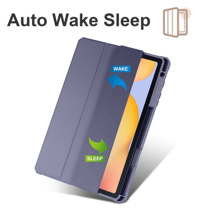 For Samsung Galaxy Tab S6 Lite Acrylic 3-folding Smart Leather Tablet Case(Purple) by bashfashion