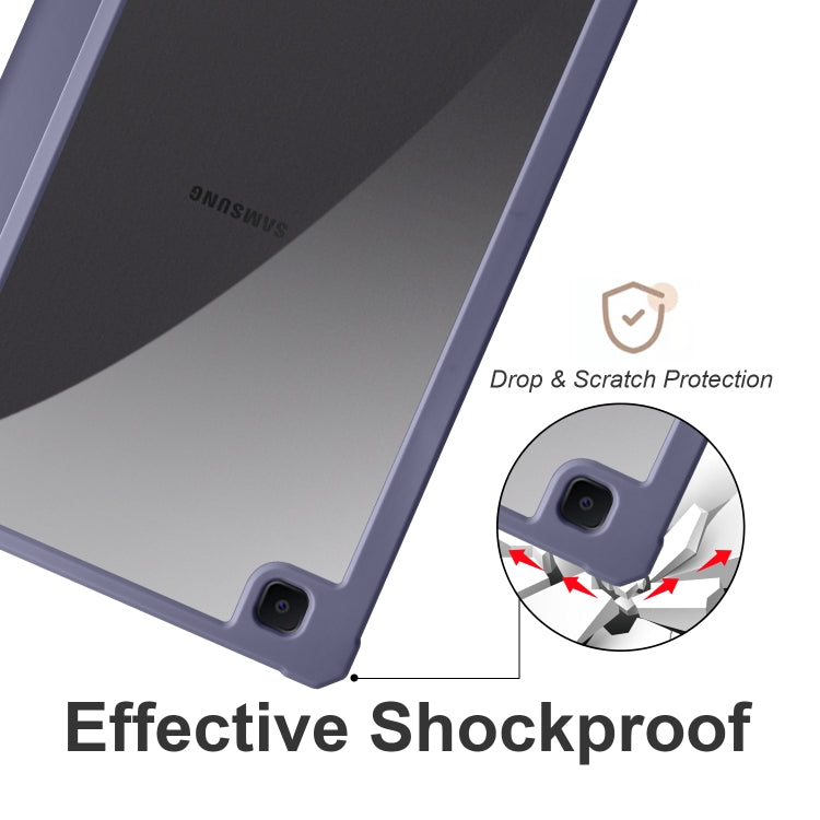 For Samsung Galaxy Tab S6 Lite Acrylic 3-folding Smart Leather Tablet Case(Purple) by bashfashion