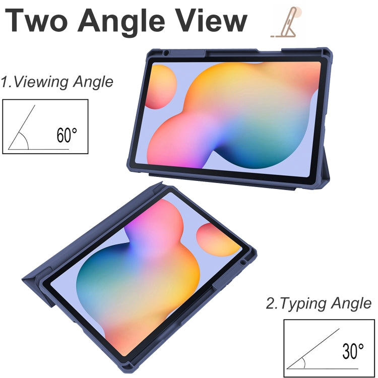 For Samsung Galaxy Tab S6 Lite Acrylic 3-folding Smart Leather Tablet Case (Midnight Blue) by bashfashion