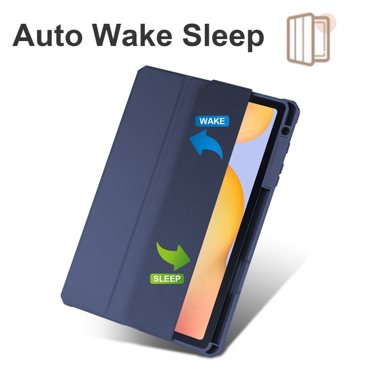 For Samsung Galaxy Tab S6 Lite Acrylic 3-folding Smart Leather Tablet Case (Midnight Blue) by bashfashion