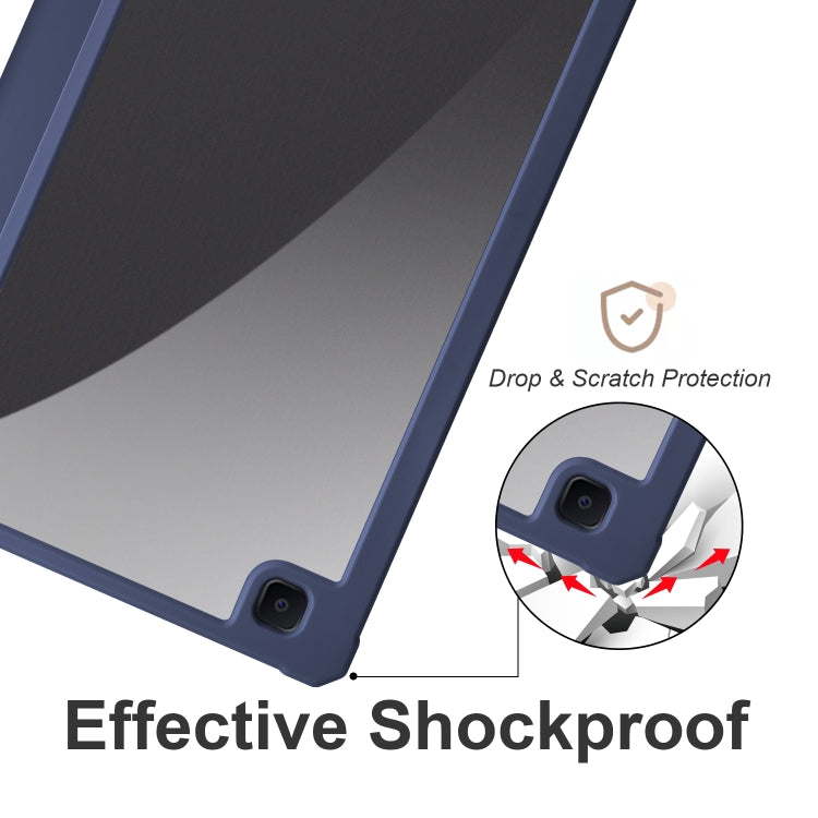 For Samsung Galaxy Tab S6 Lite Acrylic 3-folding Smart Leather Tablet Case (Midnight Blue) by bashfashion