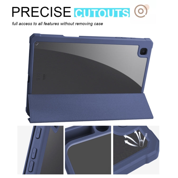 For Samsung Galaxy Tab S6 Lite Acrylic 3-folding Smart Leather Tablet Case (Midnight Blue) by bashfashion