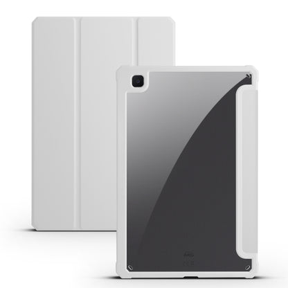 For Samsung Galaxy Tab S6 Lite Acrylic 3-folding Smart Leather Tablet Case (White) by bashfashion