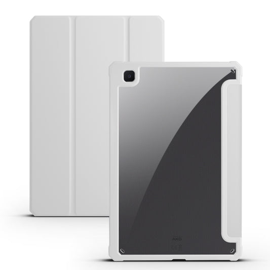 For Samsung Galaxy Tab S6 Lite Acrylic 3-folding Smart Leather Tablet Case (White) by bashfashion