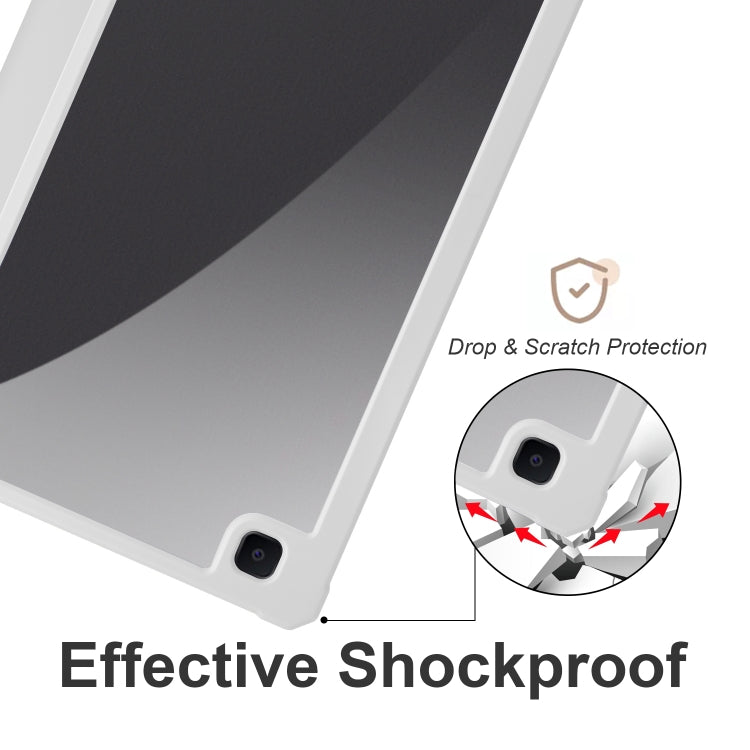 For Samsung Galaxy Tab S6 Lite Acrylic 3-folding Smart Leather Tablet Case (White) by bashfashion