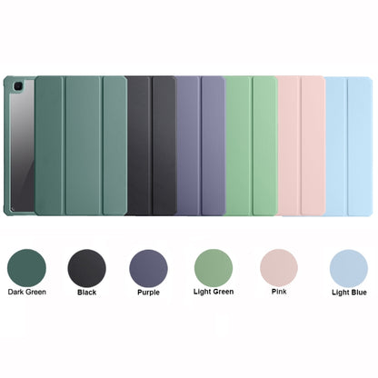 For Samsung Galaxy Tab S6 Lite Acrylic 3-folding Smart Leather Tablet Case(Dark Green) by bashfashion