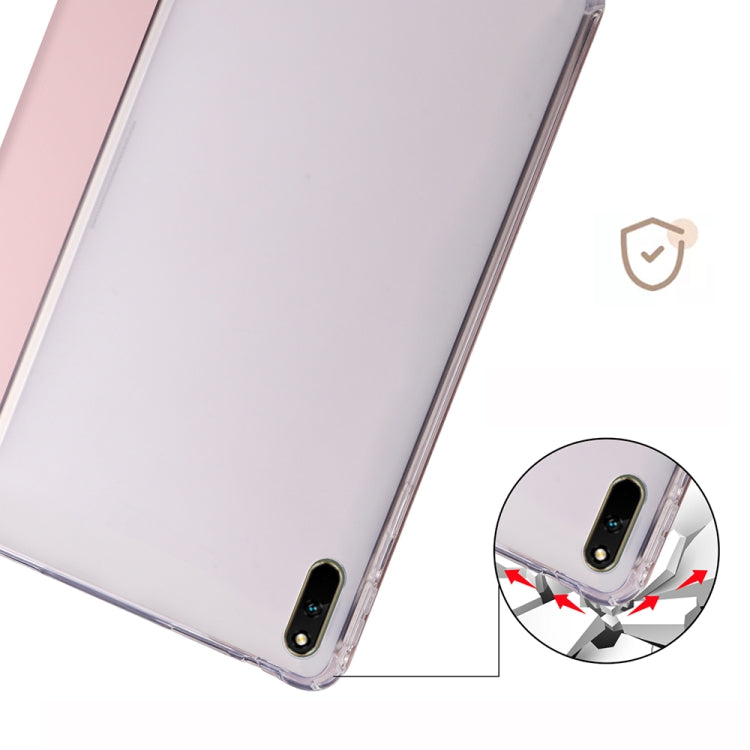 For Huawei MatePad 11 2021 3-folding Transparent TPU Smart Leather Tablet Case(Ice Pink) by bashfashion