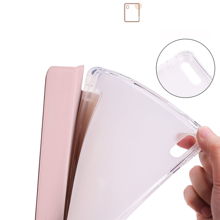 For Huawei MatePad 11 2021 3-folding Transparent TPU Smart Leather Tablet Case(Ice Pink) by bashfashion
