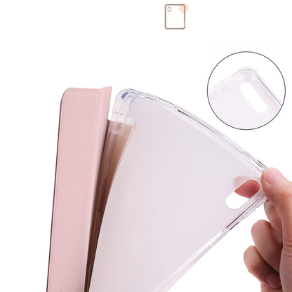 For Huawei MatePad 11 2021 3-folding Transparent TPU Smart Leather Tablet Case(Ice Pink) by bashfashion