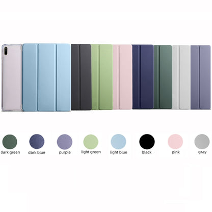 For Huawei MatePad 11 2021 3-folding Transparent TPU Smart Leather Tablet Case(Ice Pink) by bashfashion