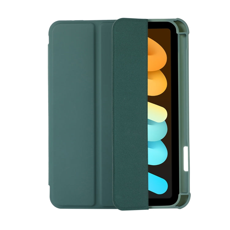 For iPad mini 2024 / mini 6 Acrylic 3-folding Leather Tablet Case(Dark Green) by bashfashion