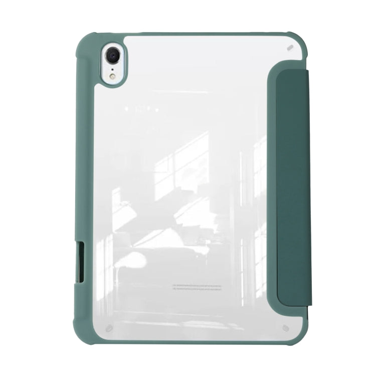 For iPad mini 2024 / mini 6 Acrylic 3-folding Leather Tablet Case(Dark Green) by bashfashion