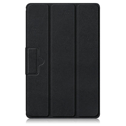 For Lenovo Tab M10 10.1 3rd Gen 3-folding Magnetic Buckle Custer Texture Leather Smart Tablet Case(Black) by bashfashion