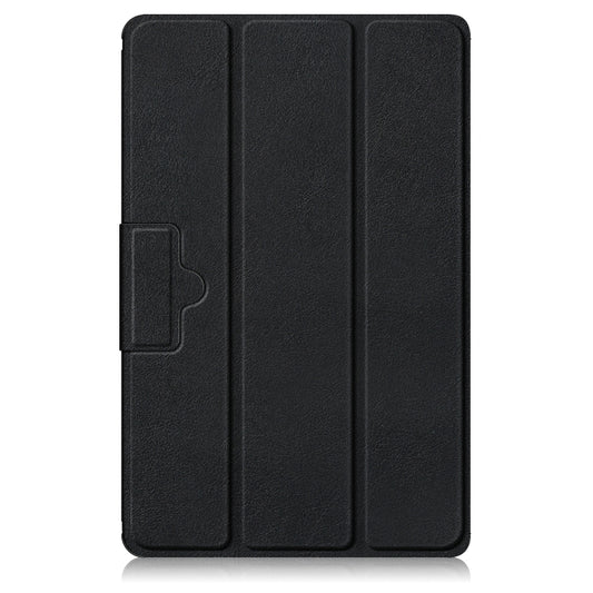 For Lenovo Tab M10 10.1 3rd Gen 3-folding Magnetic Buckle Custer Texture Leather Smart Tablet Case(Black) by bashfashion