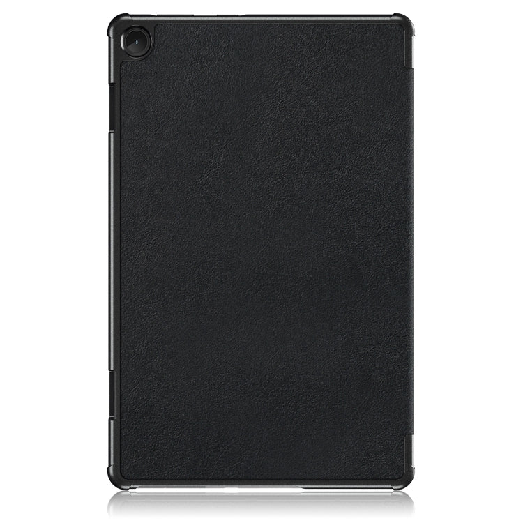 For Lenovo Tab M10 10.1 3rd Gen 3-folding Magnetic Buckle Custer Texture Leather Smart Tablet Case(Black) by bashfashion