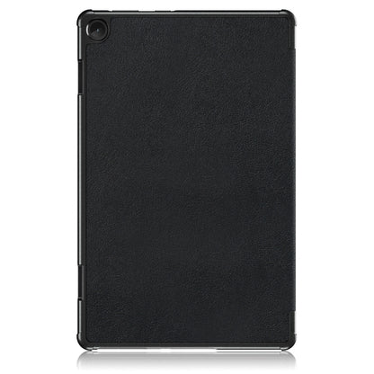 For Lenovo Tab M10 10.1 3rd Gen 3-folding Magnetic Buckle Custer Texture Leather Smart Tablet Case(Black) by bashfashion