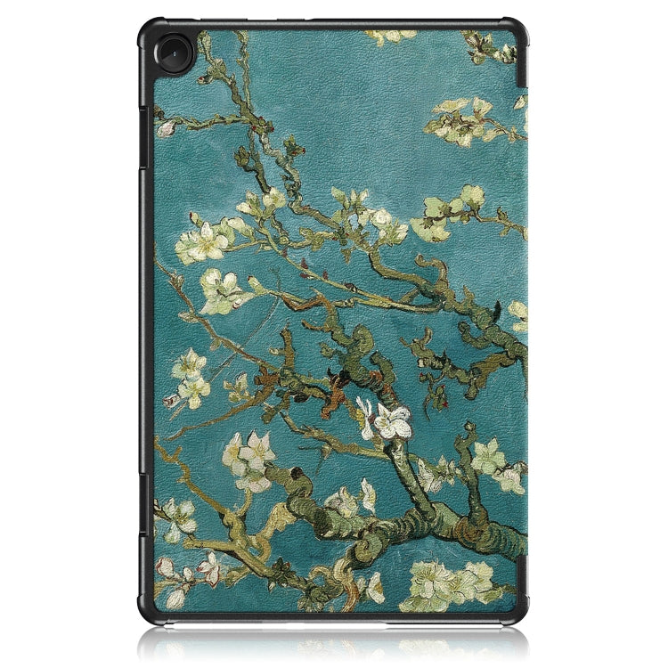 For Lenovo Tab M10 10.1 3rd Gen 3-folding Magnetic Buckle Coloured Drawing Leather Smart Tablet Case(Apricot Blossom) by bashfashion