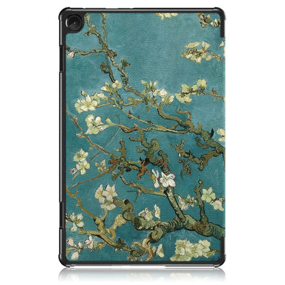 For Lenovo Tab M10 10.1 3rd Gen 3-folding Magnetic Buckle Coloured Drawing Leather Smart Tablet Case(Apricot Blossom) by bashfashion