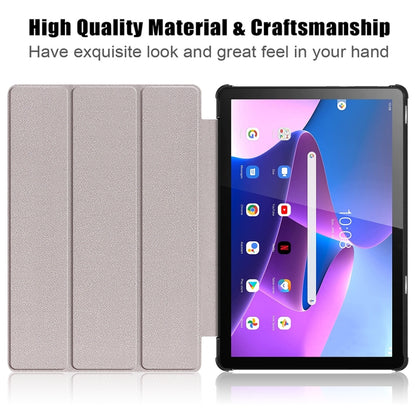 For Lenovo Tab M10 10.1 3rd Gen 3-folding Magnetic Buckle Coloured Drawing Leather Smart Tablet Case(Apricot Blossom) by bashfashion