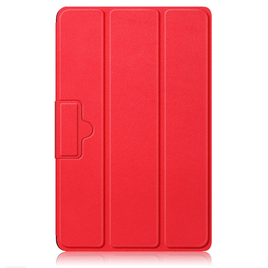 For Lenovo Legion Y700 3-folding Magnetic Buckle Custer Texture Leather Smart Tablet Case(Red) by bashfashion