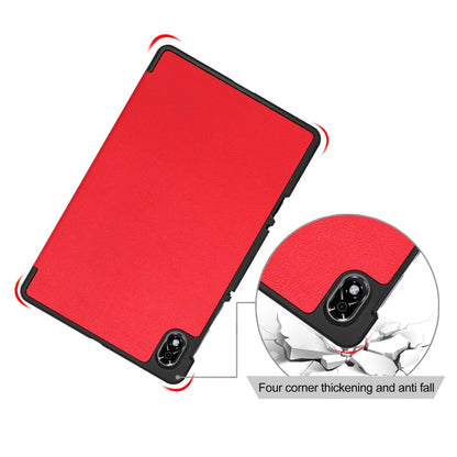 For Lenovo Legion Y700 3-folding Magnetic Buckle Custer Texture Leather Smart Tablet Case(Red) by bashfashion