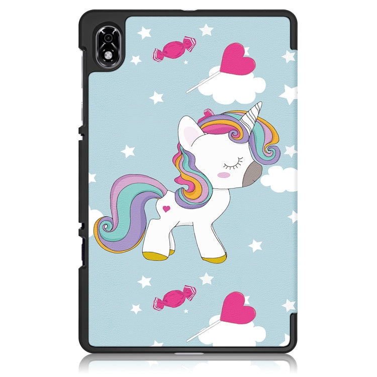 For Lenovo Legion Y700 3-folding Magnetic Buckle Coloured Drawing Leather Smart Tablet Case(Rainbow Unicorn) by bashfashion