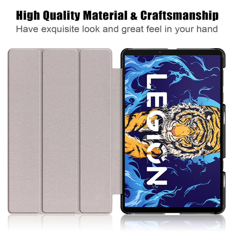 For Lenovo Legion Y700 3-folding Magnetic Buckle Coloured Drawing Leather Smart Tablet Case(Rainbow Unicorn) by bashfashion