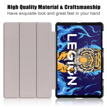 For Lenovo Legion Y700 3-folding Magnetic Buckle Coloured Drawing Leather Smart Tablet Case(Rainbow Unicorn) by bashfashion