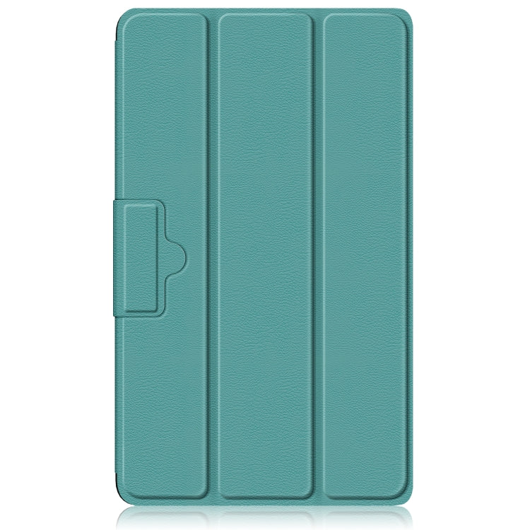 For Realme Pad Mini 8.7 3-folding Magnetic Buckle Custer Texture Leather Tablet Case(Dark Green) by bashfashion