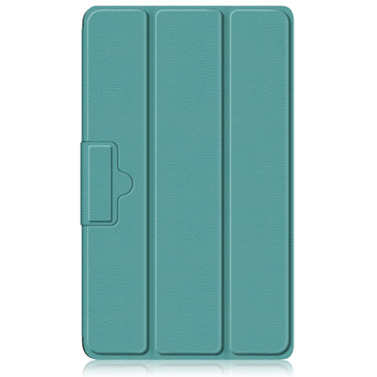 For Realme Pad Mini 8.7 3-folding Magnetic Buckle Custer Texture Leather Tablet Case(Dark Green) by bashfashion