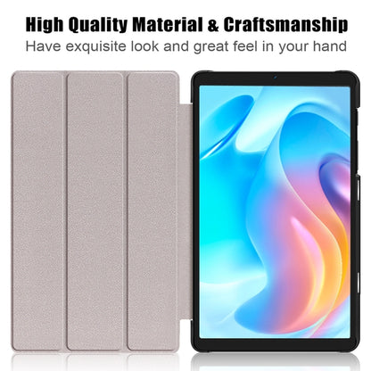 For Realme Pad Mini 8.7 3-folding Magnetic Buckle Custer Texture Leather Tablet Case(Dark Green) by bashfashion