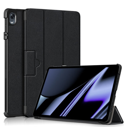 For OPPO Pad 11 inch 3-folding Magnetic Buckle Custer Texture Leather Tablet Case(Black) by bashfashion