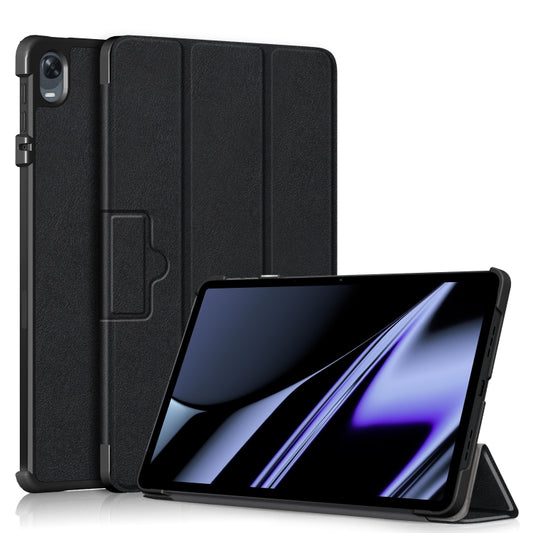For OPPO Pad 11 inch 3-folding Magnetic Buckle Custer Texture Leather Tablet Case(Black) by bashfashion