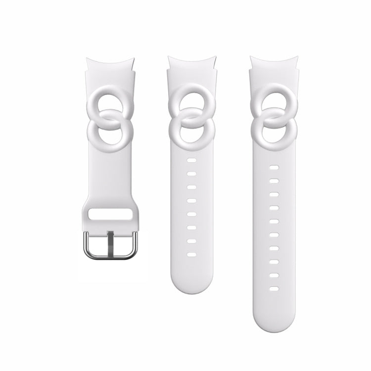 For Samsung Galaxy Watch 5 40mm / 44mm Hollowed Double Loop Silicone Watch Band(White) by bashfashion