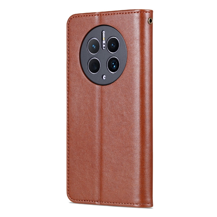 For Huawei Mate 50 Pro AZNS Sheepskin Texture Flip Leather Phone Case(Brown) by AZNS