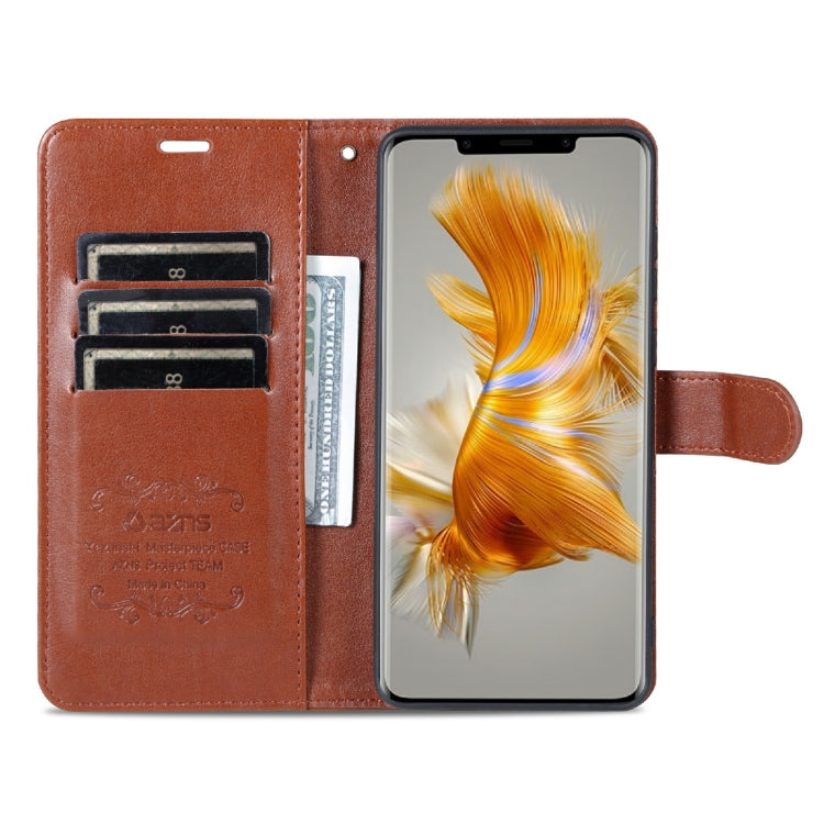 For Huawei Mate 50 Pro AZNS Sheepskin Texture Flip Leather Phone Case(Brown) by AZNS