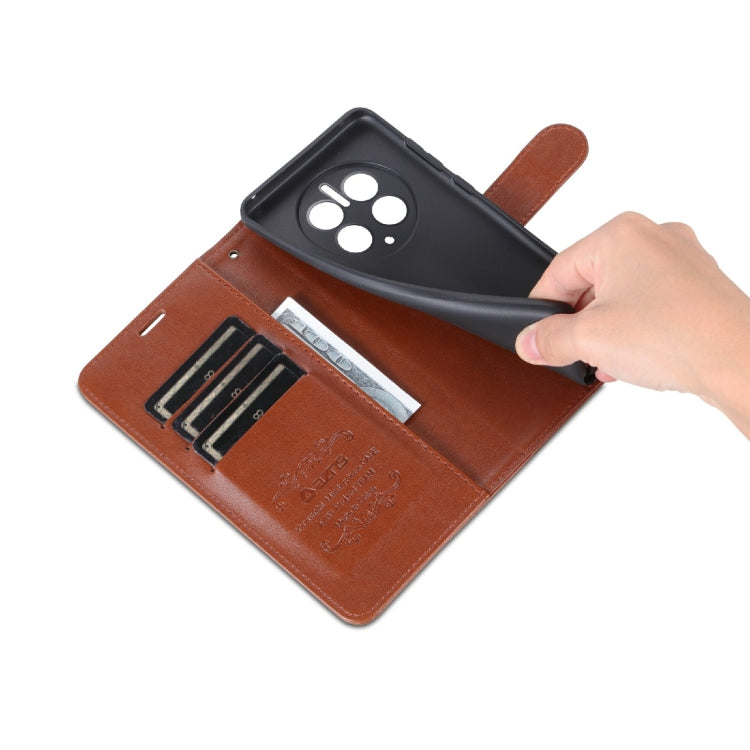 For Huawei Mate 50 Pro AZNS Sheepskin Texture Flip Leather Phone Case(Brown) by AZNS