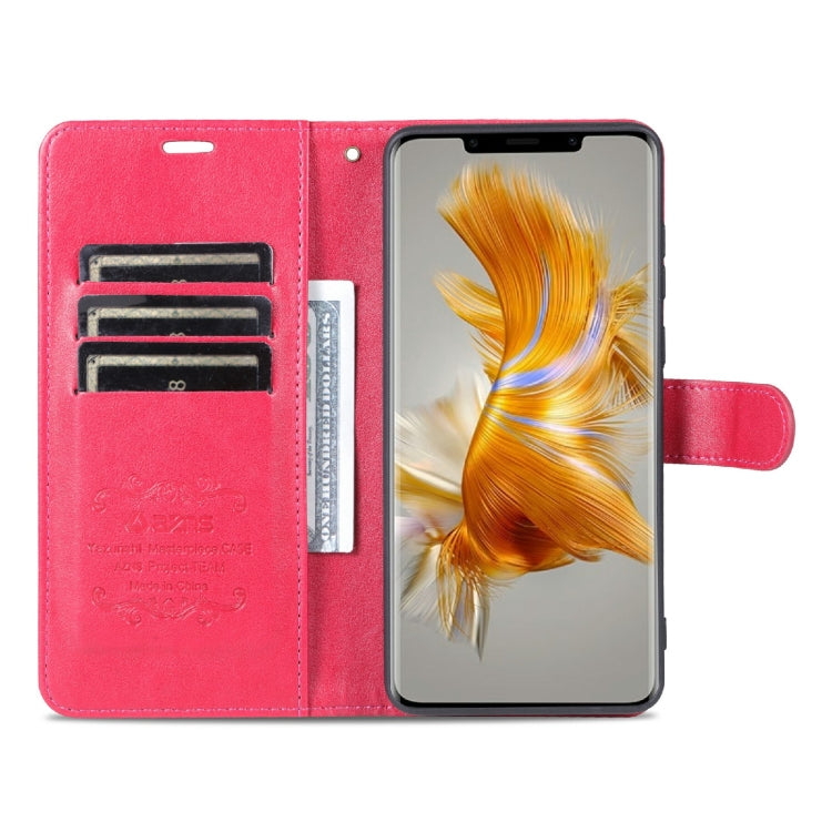 For Huawei Mate 50 Pro AZNS Sheepskin Texture Flip Leather Phone Case(Red) by AZNS
